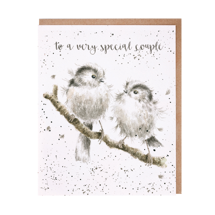 &#039;Lovebirds&#039; long tailed tit anniversary card