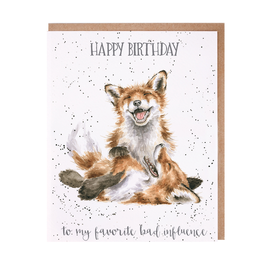 Laughing foxes birthday card