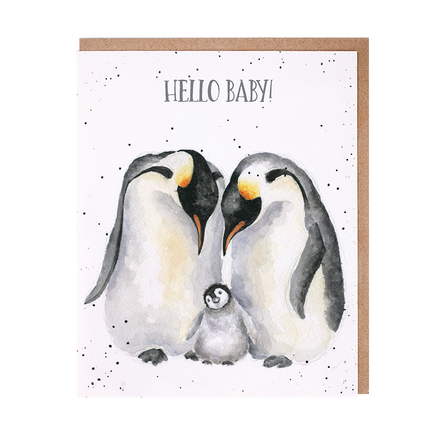 Penguin family new baby card