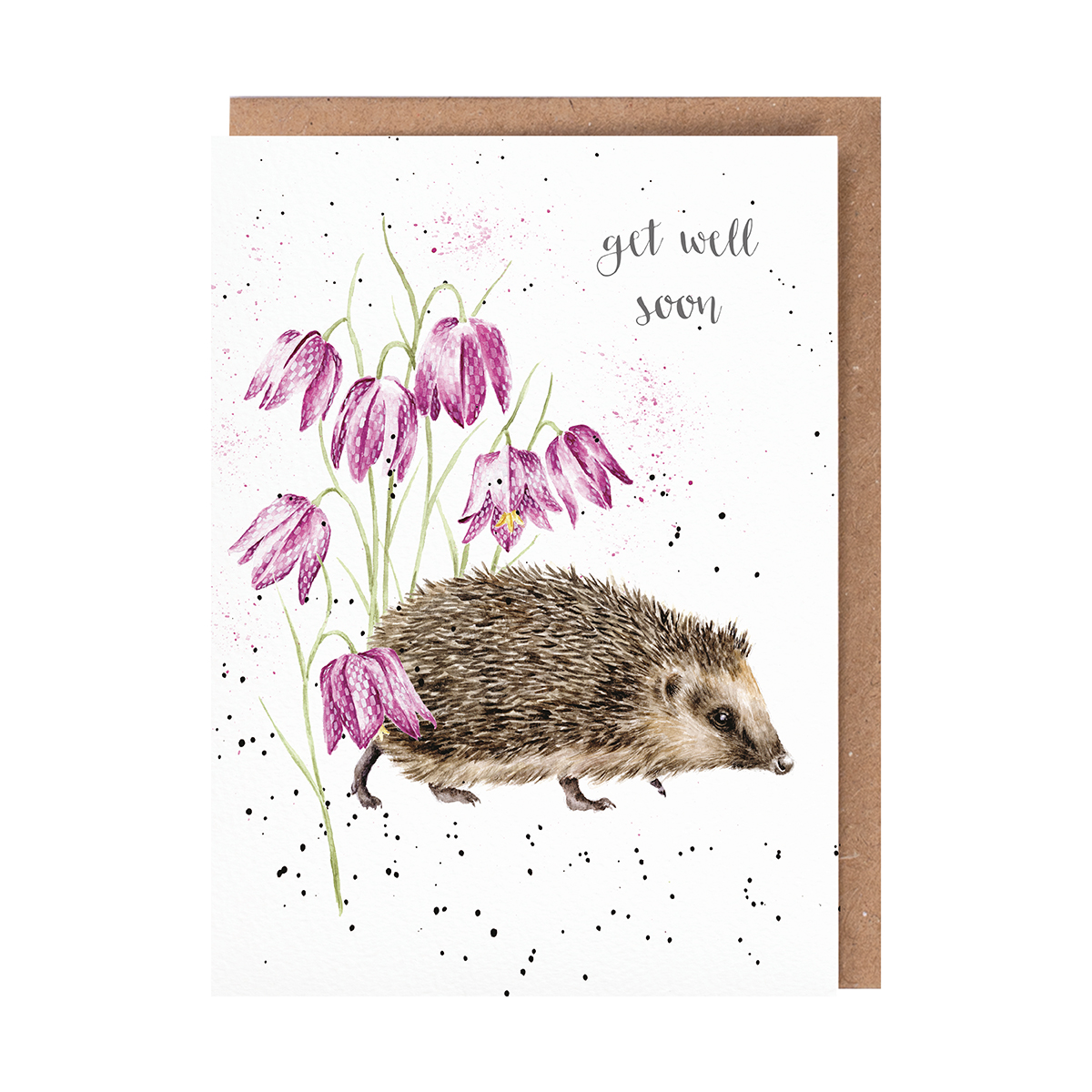 Hedgehog and flowers get well soon card