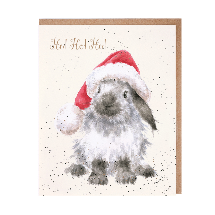 Rabbit in a Santa hat Christmas card