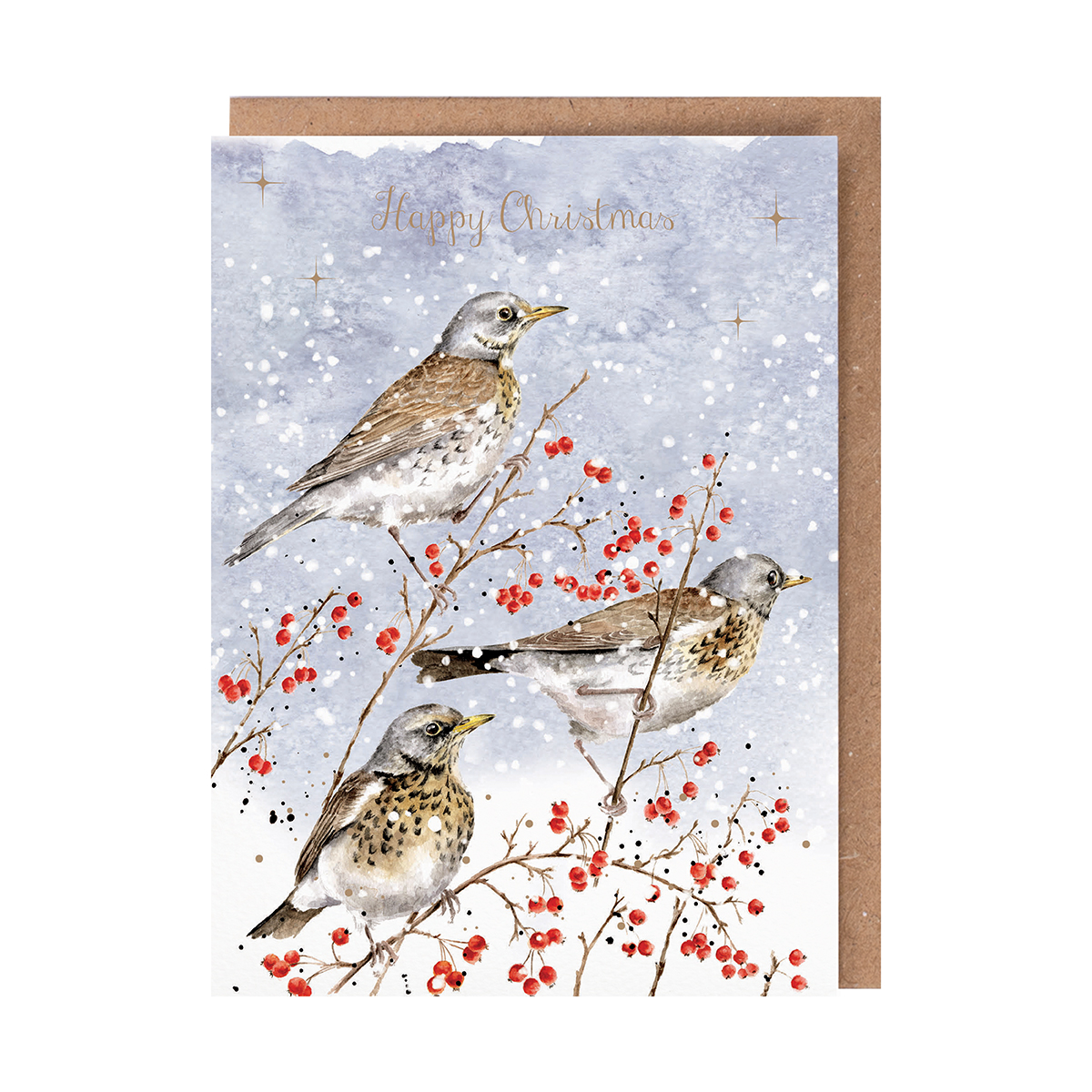 Fieldfares illustrated Christmas card