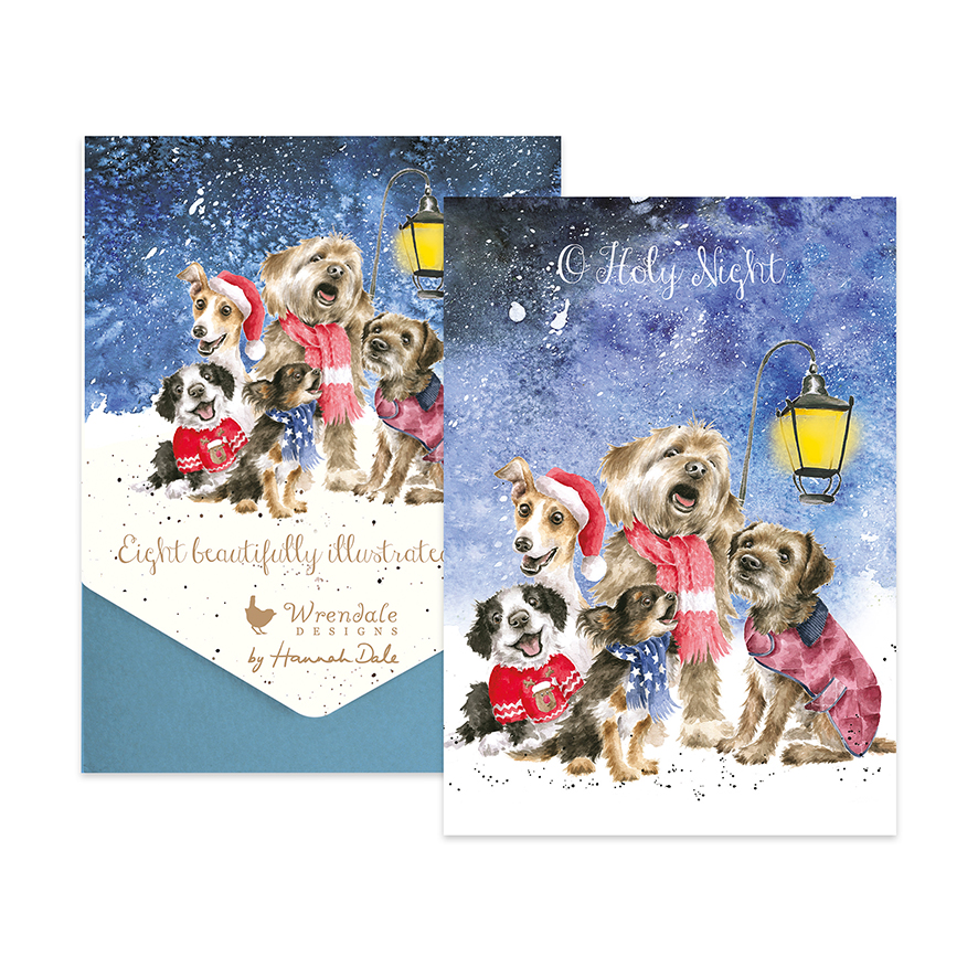 Carol singing dogs boxed Christmas card pack