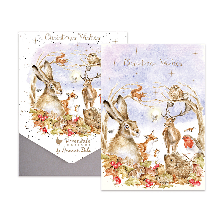 Woodland animal illustrated Christmas Card pack