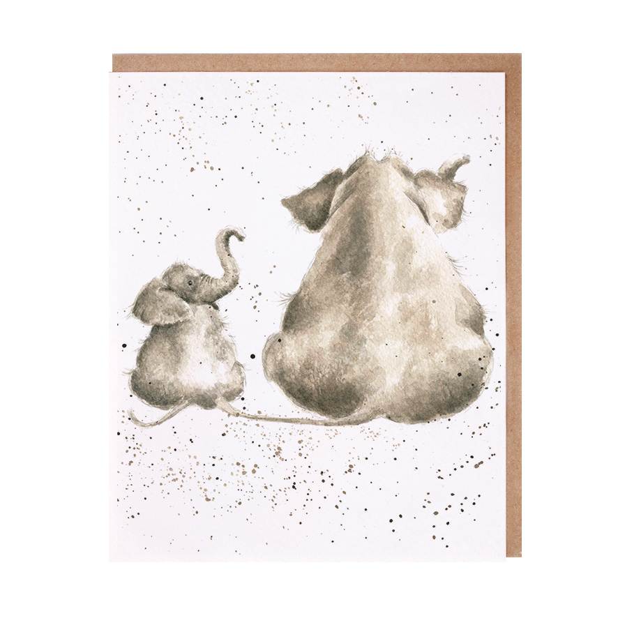 Elephant and elephant calf greeting card