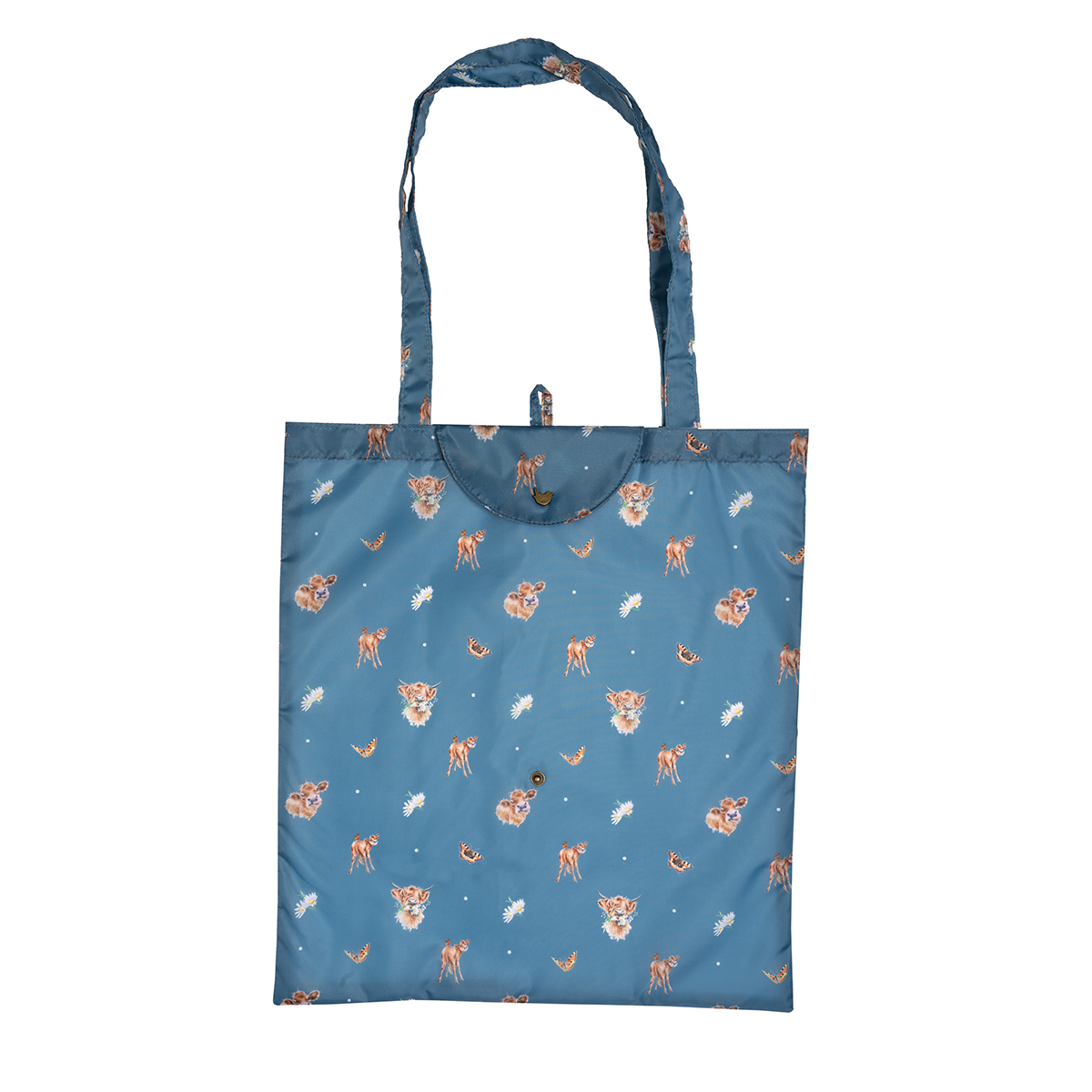 Reusable foldable shopping bag featuring illustrated cows