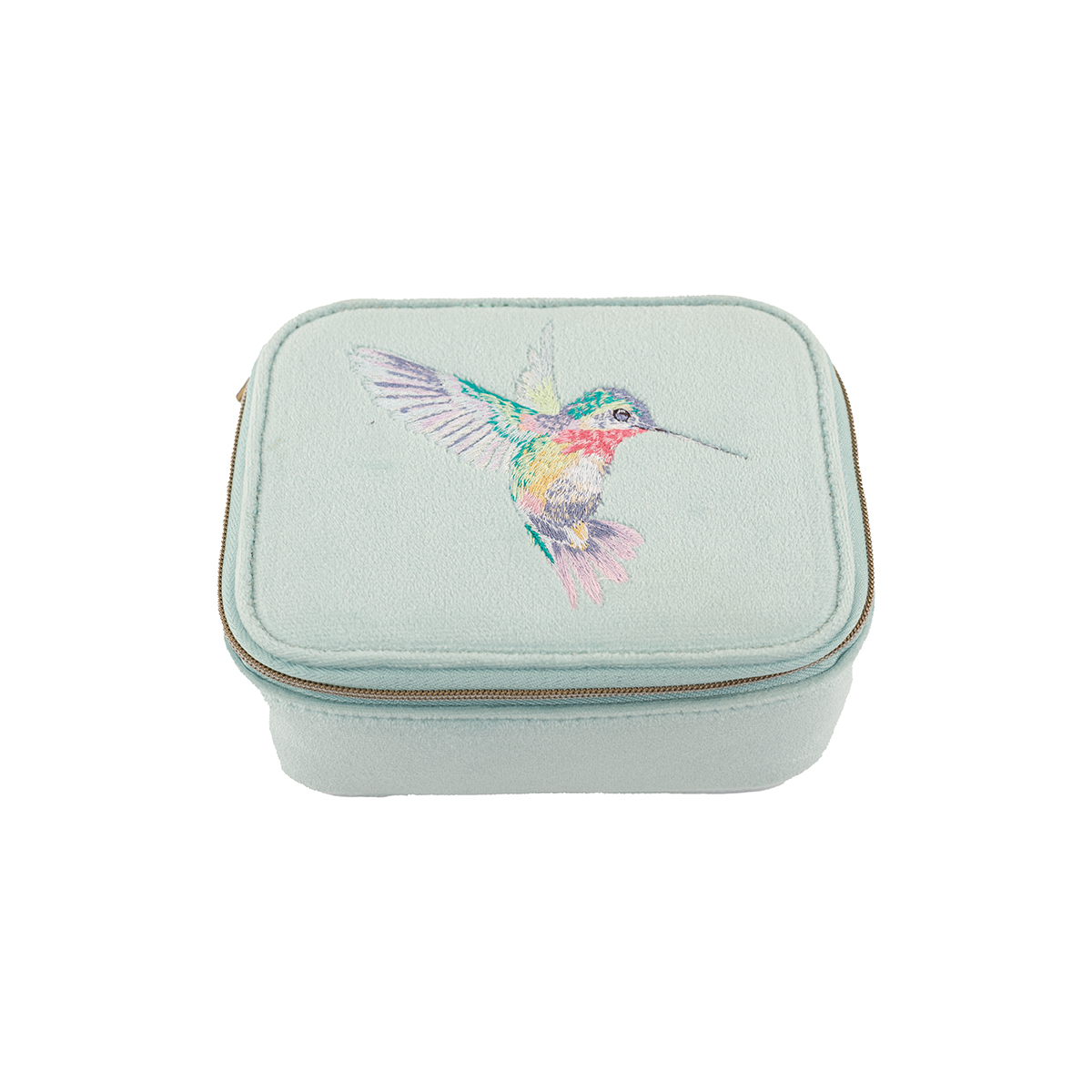 Embroidered hummingbird accessory case