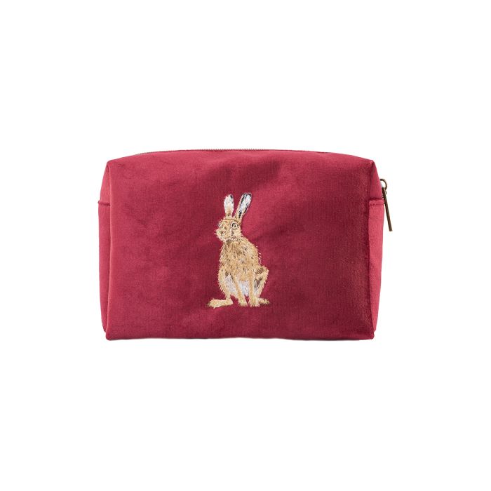 Embroidered hare makeup bag