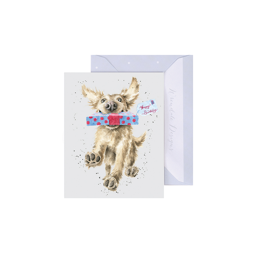 Dog with a present mini card