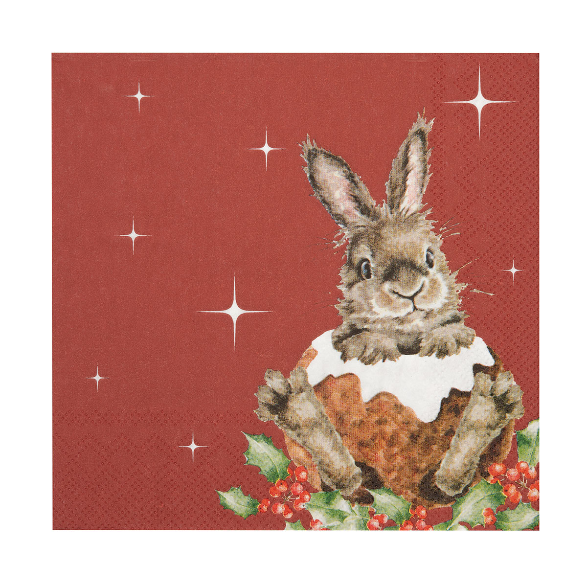 Rabbit and Christmas Pudding Lunch Napkins