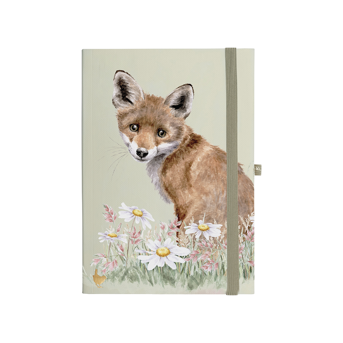 Notebook with illustrated fox in flowers design