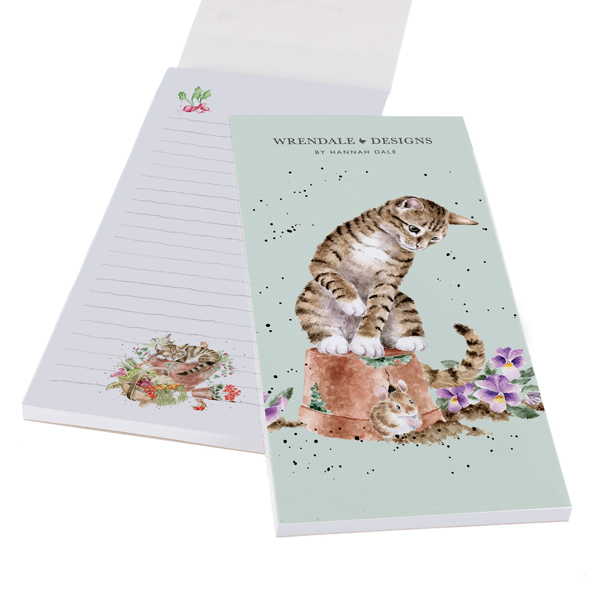 Cat on a plant pot with a mouse illustrated shopping pad
