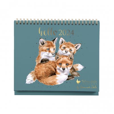 2024 Desk Calendar with three fox cubs
