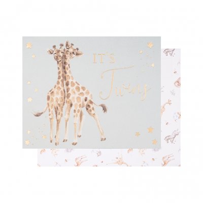 Giraffe it's twins greeting card