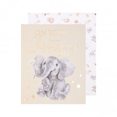 Elephant Christening greeting card