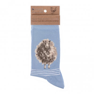 Sheep design on blue socks