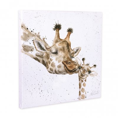 First Kiss giraffe canvas print