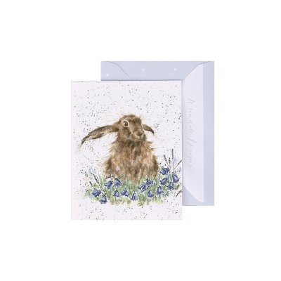 Hare and bluebells mini card