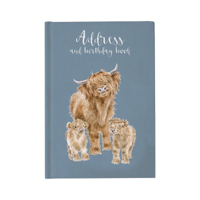 Address book with illustrated highland cows