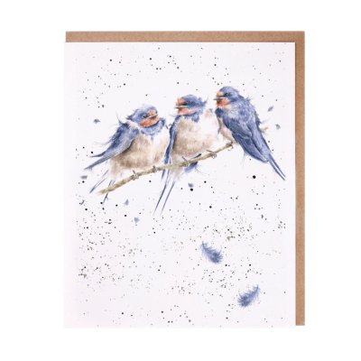 Swallows on a branch greeting card
