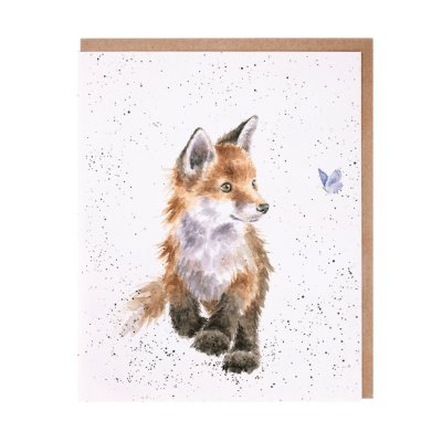 Fox and butterfly greeting card