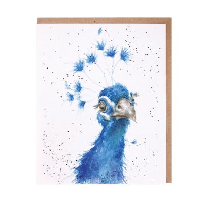 Blue peacock greeting card