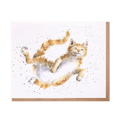 Ginger and white cat greeting card