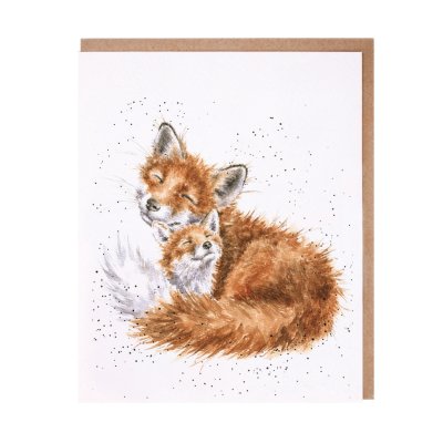 Fox and a fox cub greeting card