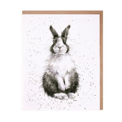 Black and white rabbit greeting card