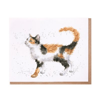 Calico cat greeting card