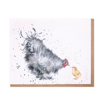 Hen and chick greeting card