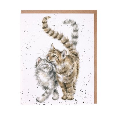 Grey cat and tabby cat greeting card