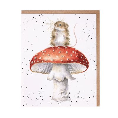 Mouse and mushroom greeting card