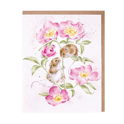 Mouse amongst roses greeting card
