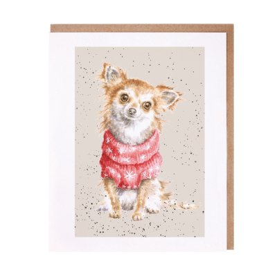Chihuahua in a red jumper greeting card