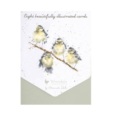 Birds on branch illustrated notecard set