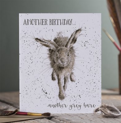 &#039;Little Gray Hare&#039; hare birthday card