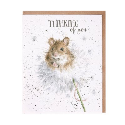 Mouse and dandelion thinking of you card