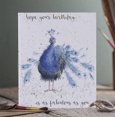 &#039;Fabulous&#039; peacock birthday card