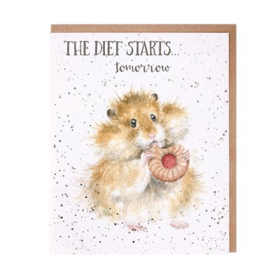 Hamster with a jammy biscuit birthday card