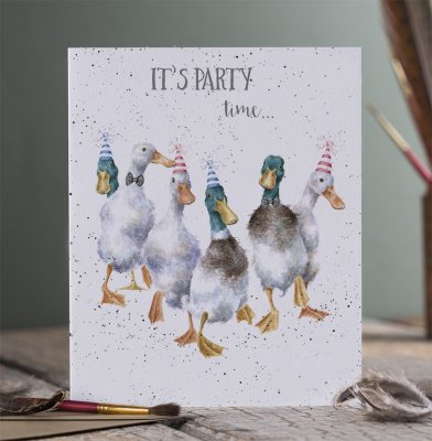 &#039;Party Time&#039; duck birthday card
