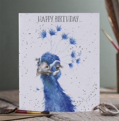 &#039;Awesome&#039; peacock Birthday card