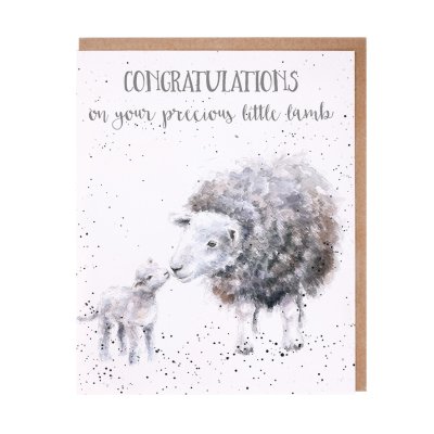 Sheep and lamb new baby card