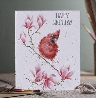 &#039;Birthday Birdy&#039; cardinal bird birthday card