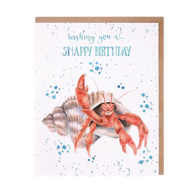 Crab waving birthday card
