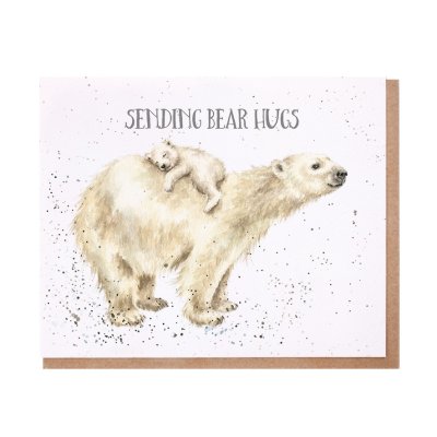 Polar bear with a cub on its back get well card