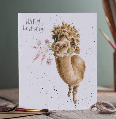 &#039;Birthday Flowers For You&#039; alpaca birthday card