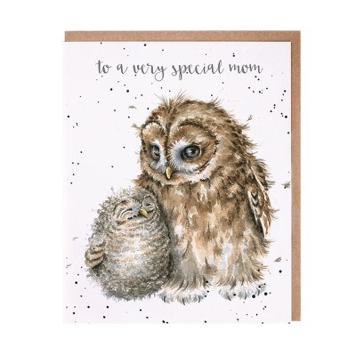 Owl and owlet mom card
