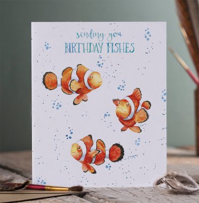 &#039;Birthday Fishes&#039; clown fish birthday card