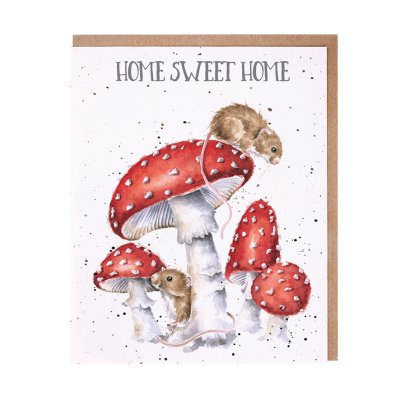 Mouse and mushrooms new home card
